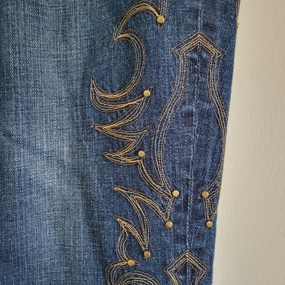 VTG Lauren Ralph Lauren Embroidered with Stud Classic‎ Bootcut Denim 2 - Picture 7 of 9